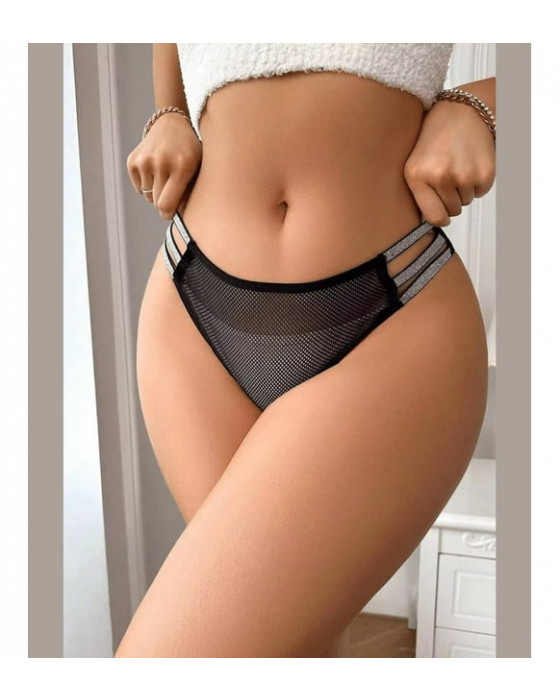 Feel Lady Yanları Parlak İnce Şeritli Full-File Tanga Kesim Külot -1035